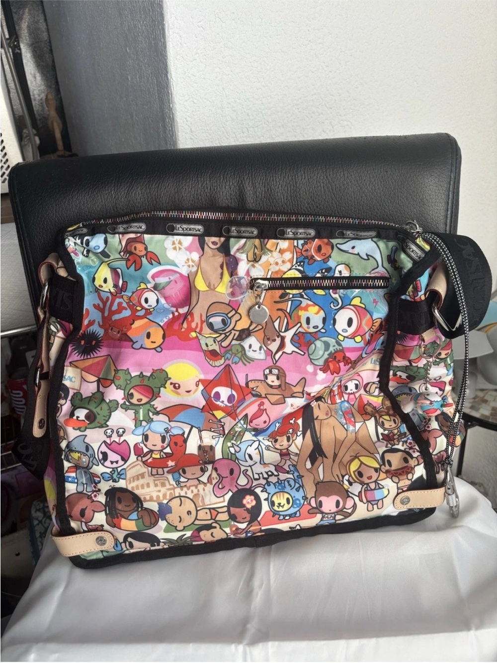 LeSportsac Multicolor Character Print Tote with Black Trim - Picture 4 of 8